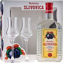 Bošácka Slivovica Hranatá s 2 pohármi 52% 0,7l
