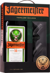 Jägermeister 35% 1,75l (darčekové balenie s pumpou a 2 pohármi)