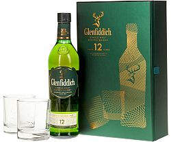 Glenfiddich 12 ročná s 2 pohármi 40% 0,7l