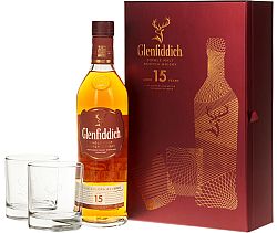 Glenfiddich 15 ročná s 2 pohármi 40% 0,7l
