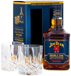 Jim Beam Double Oak 43% 0,7L (darčekové balenie s 2 pohármi)